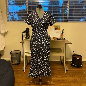 Daisy Print Wrap Around Dress